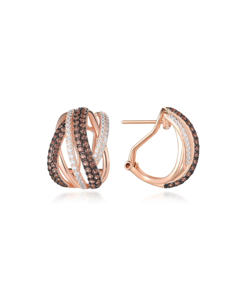 Paauksuoti Sidabriniai auskarai su špineliais ir cirkoniais - Sidabriniai auskarai - Goldinga