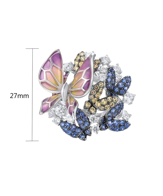 Sidabrinis žiedas su emale ir cirkoniais - Sidabriniai žiedai - Goldinga