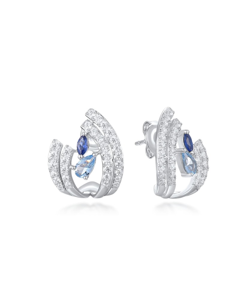 Sidabriniai auskarai su cirkoniais ir špineliais