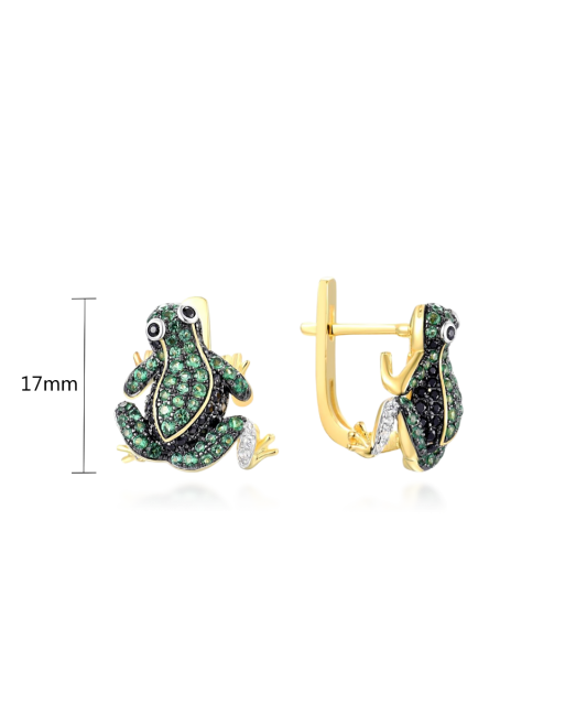 Paauksuoti Sidabriniai auskarai su cirkoniais ir špineliais - Vasaros kolekcija - Goldinga