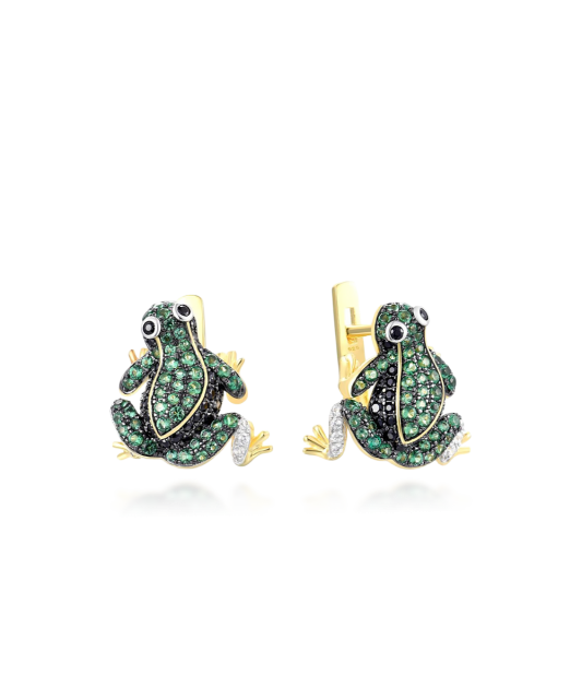 Paauksuoti Sidabriniai auskarai su cirkoniais ir špineliais - Vasaros kolekcija - Goldinga