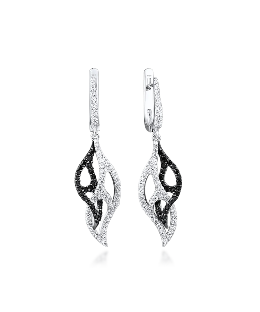 Sidabriniai auskarai su cirkoniais ir špineliais