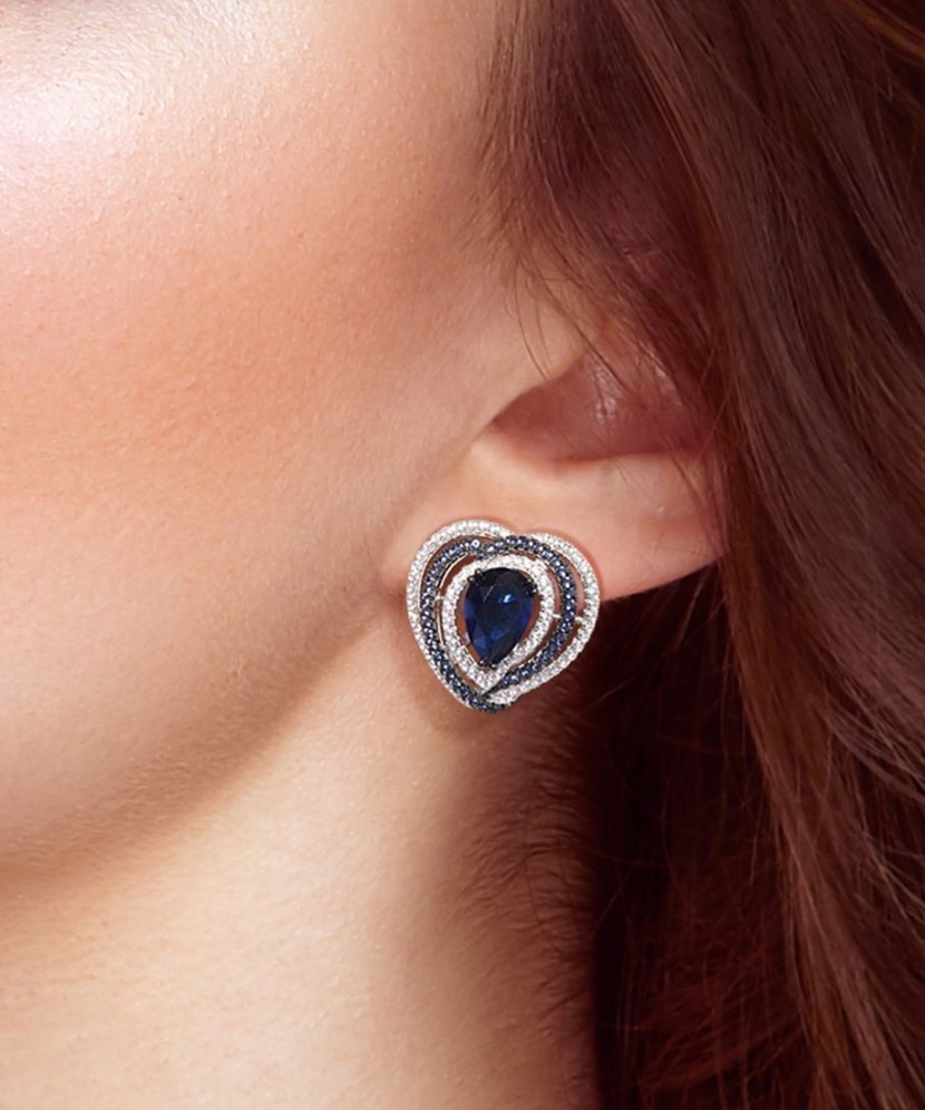 Sidabriniai auskarai su cirkoniais ir špineliais - Sidabriniai auskarai - Goldinga