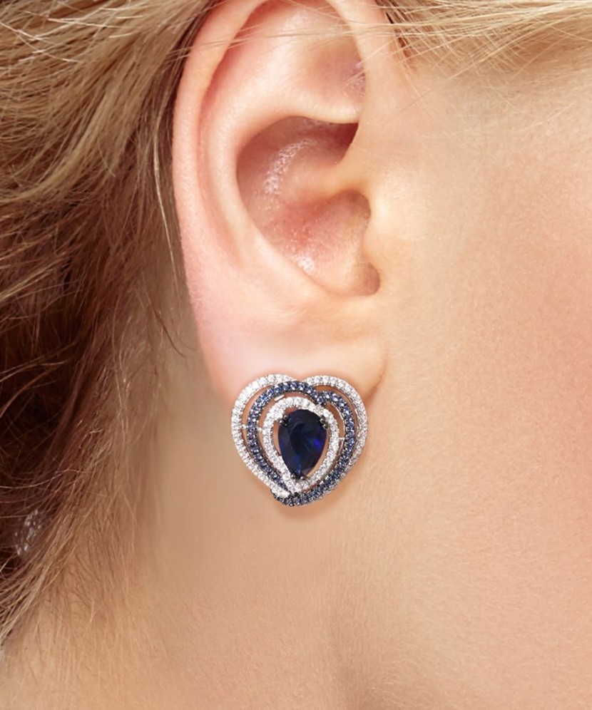 Sidabriniai auskarai su cirkoniais ir špineliais - Sidabriniai auskarai - Goldinga