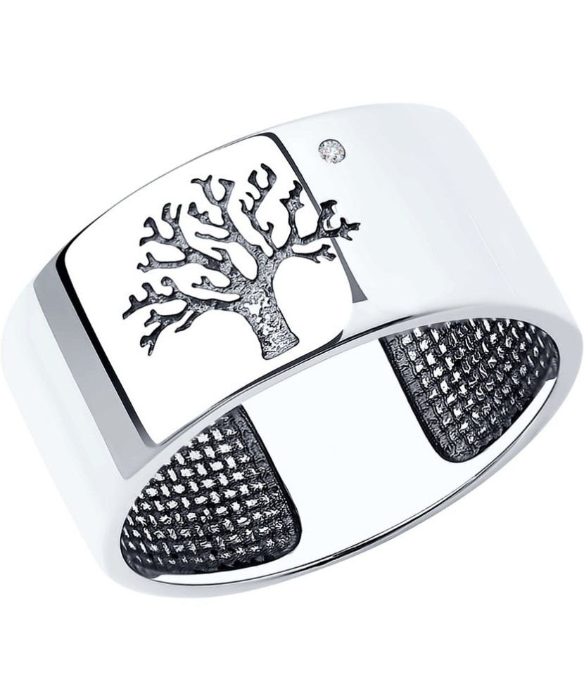 Sidabrinis žiedas su deimantu - Sidabriniai žiedai su brangakmeniais - Goldinga