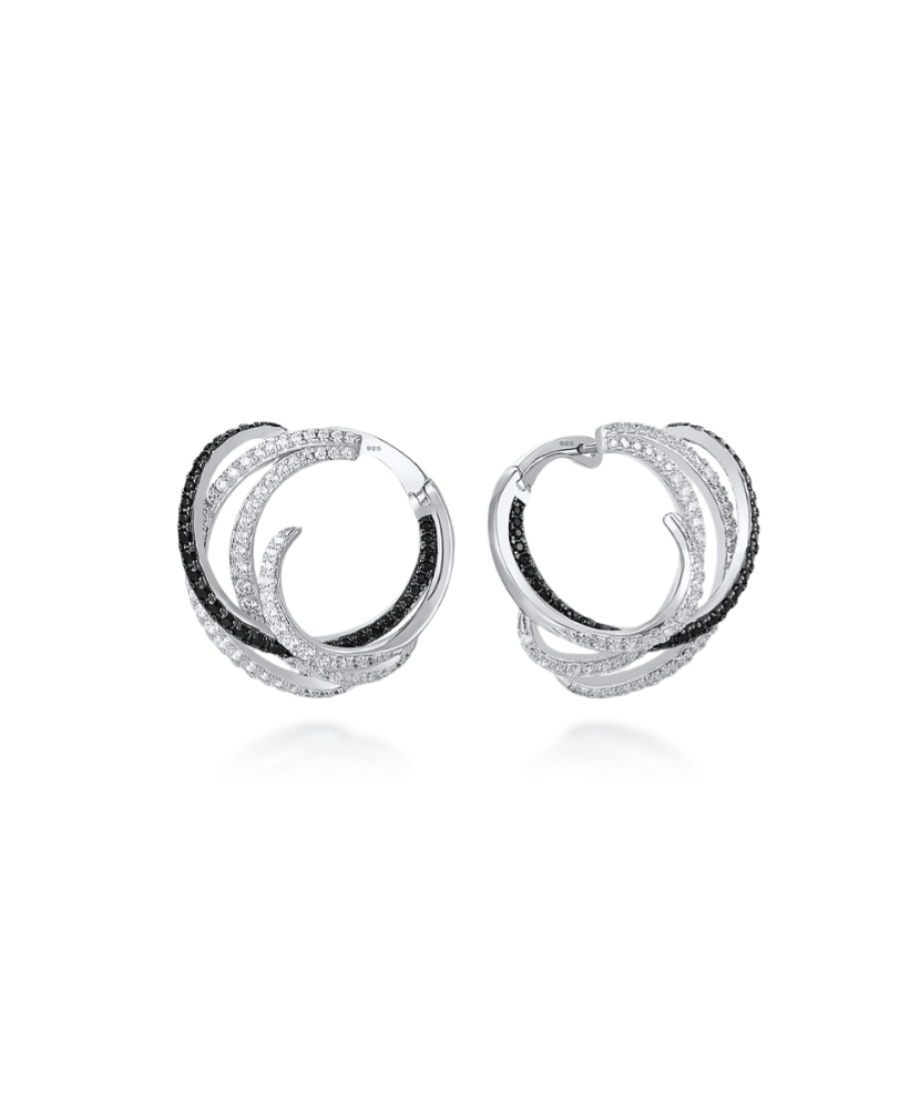 Sidabriniai auskarai su cirkoniais ir špineliais