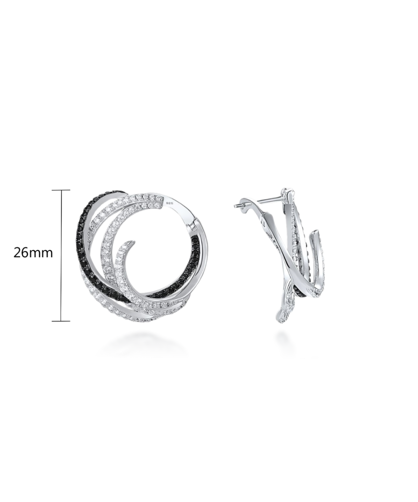 Sidabriniai auskarai su cirkoniais ir špineliais