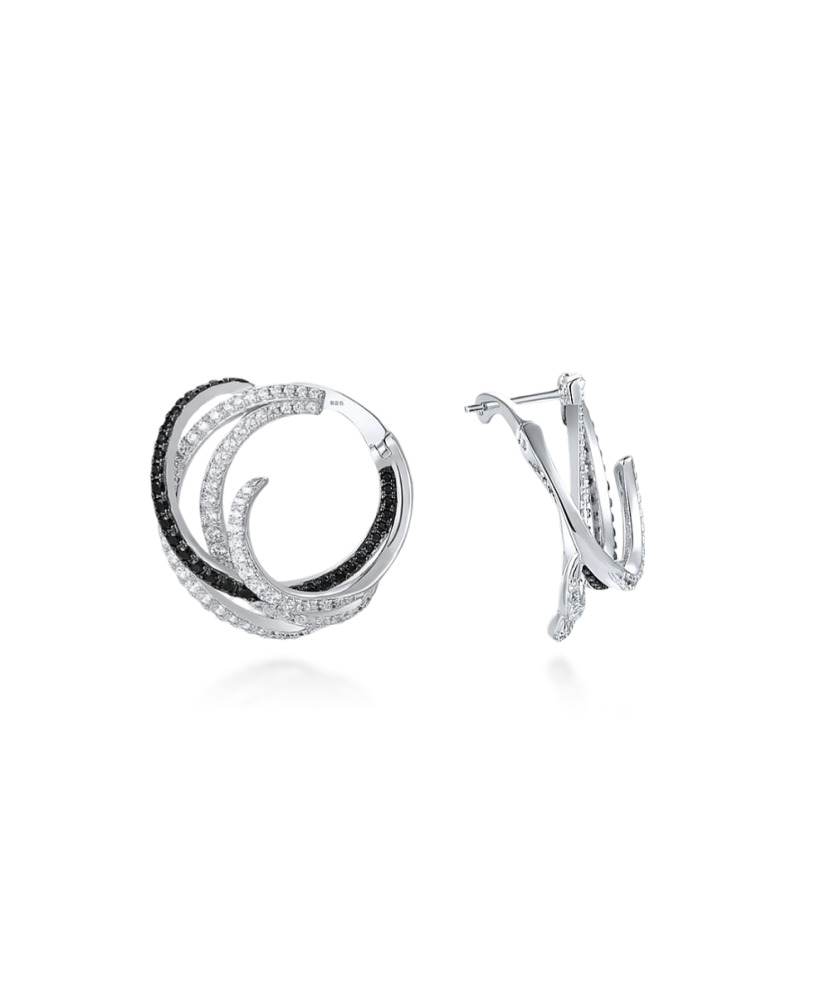 Sidabriniai auskarai su cirkoniais ir špineliais