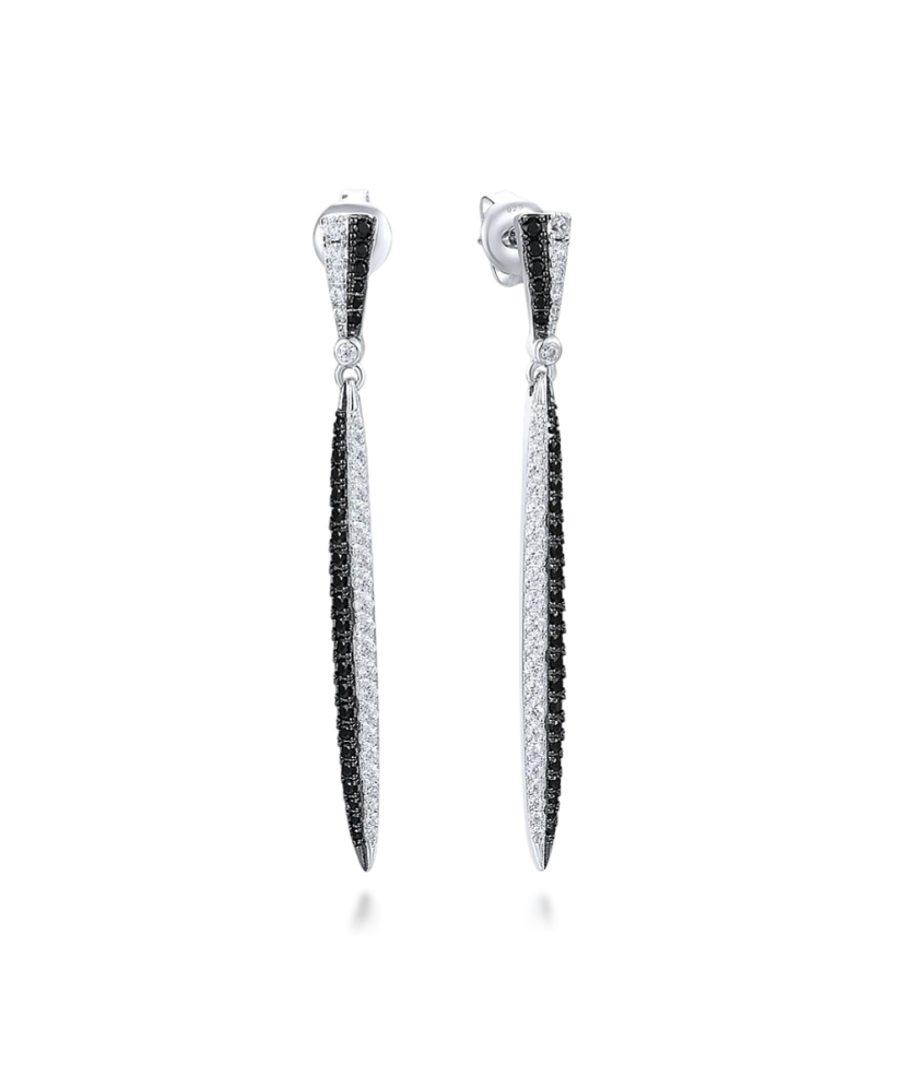 Sidabriniai auskarai su cirkoniais ir špineliais