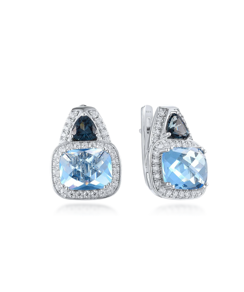 Sidabriniai auskarai su cirkoniais ir špineliais