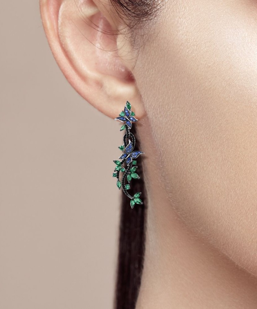 Sidabriniai auskarai su cirkoniais ir špineliais - Vasaros kolekcija - Goldinga