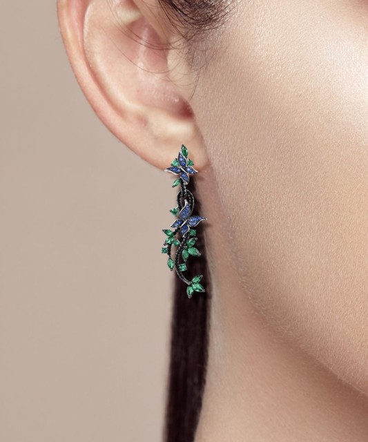 Sidabriniai auskarai su cirkoniais ir špineliais - Vasaros kolekcija - Goldinga