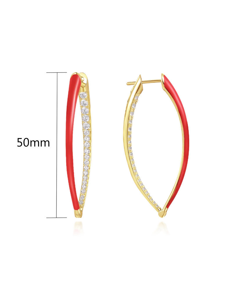 Paauksuoti Sidabriniai auskarai su cirkoniais ir emale