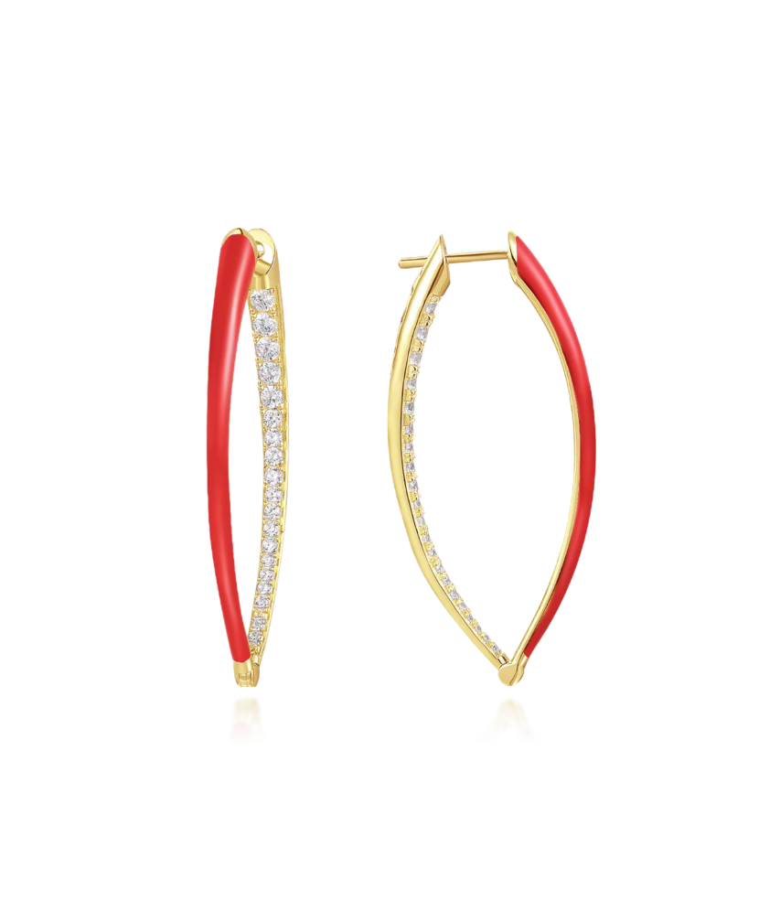 Paauksuoti Sidabriniai auskarai su cirkoniais ir emale