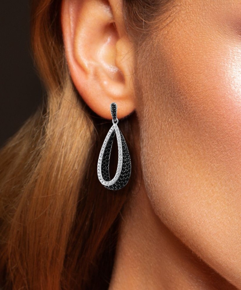 Sidabriniai auskarai su cirkoniais ir špineliais - Sidabriniai auskarai - Goldinga