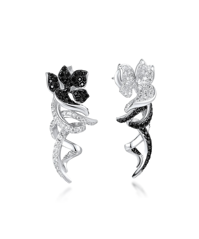 Sidabriniai auskarai su cirkoniais ir špineliais