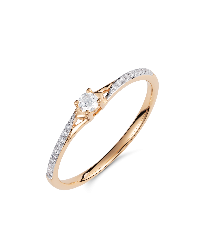 Auksinis žiedas su deimantais - Auksiniai Žiedai su brangakmeniais - Goldinga