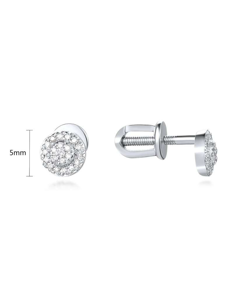 Balto aukso auskarai su deimantais - Auksiniai Auskarai su brangakmeniais - Goldinga