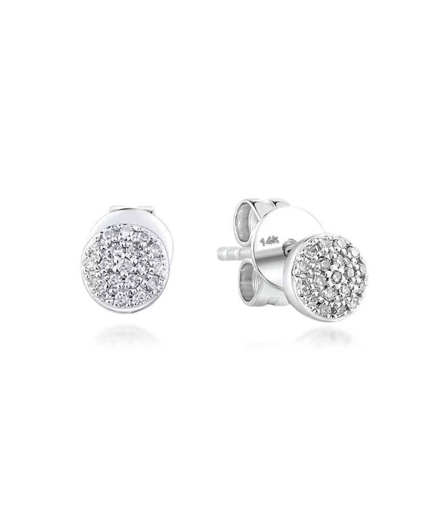 Balto aukso auskarai su deimantais - Auksiniai Auskarai su brangakmeniais - Goldinga