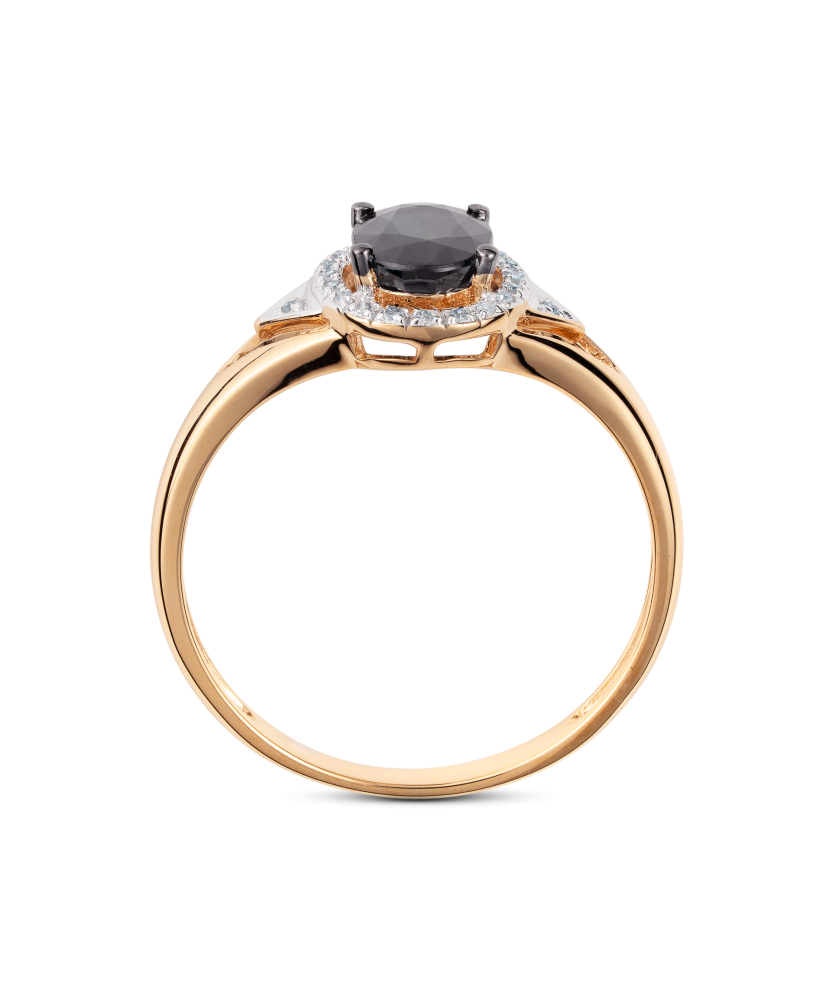 Auksinis žiedas su safyru ir deimantais - Auksiniai Žiedai su brangakmeniais - Goldinga