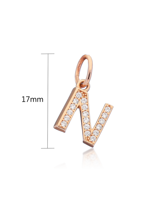 Auksinis pakabukas su cirkoniais raidė N - Auksiniai pakabukai - Goldinga