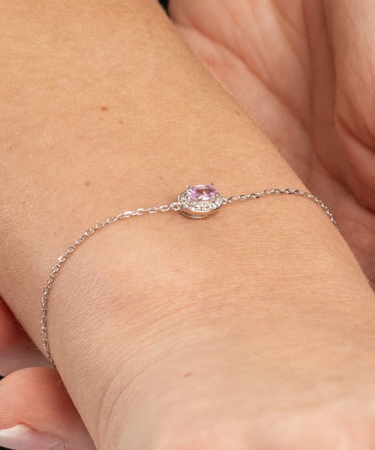 Balto aukso apyrankė su deimantais ir safyru - Auksinės apyrankės - Goldinga