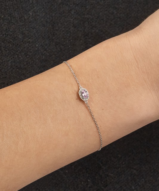 Balto aukso apyrankė su deimantais ir safyru - Auksinės apyrankės - Goldinga