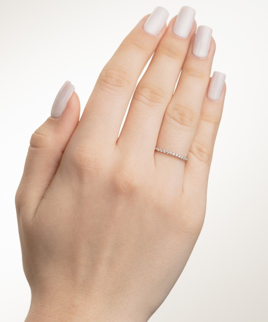 Balto aukso žiedas su deimantais - Auksiniai Žiedai su brangakmeniais - Goldinga