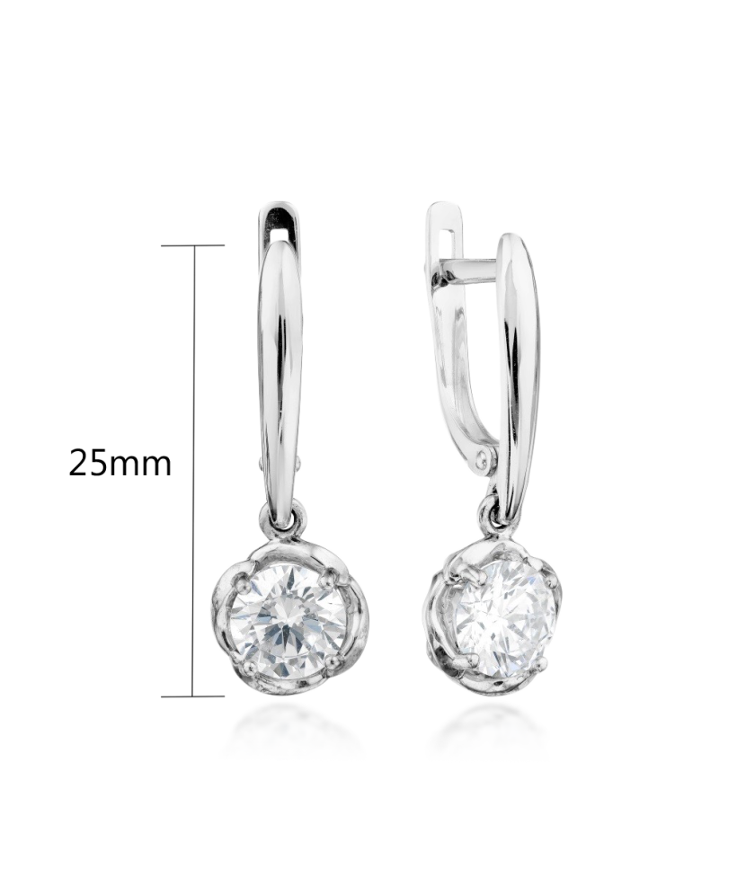 Balto aukso auskarai su kristalu - Auksiniai auskarai - Goldinga