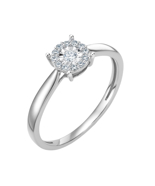 Balto aukso žiedas su deimantais  - Goldinga