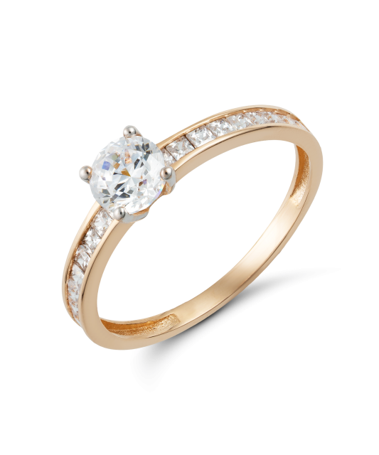 Auksinis žiedas su cirkoniais - Auksiniai žiedai - Goldinga