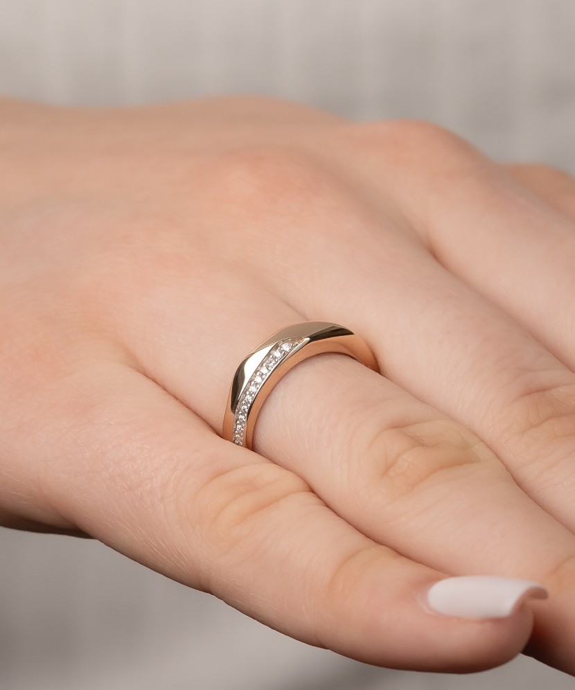 Auksinis žiedas su cirkoniais - Auksiniai žiedai - Goldinga