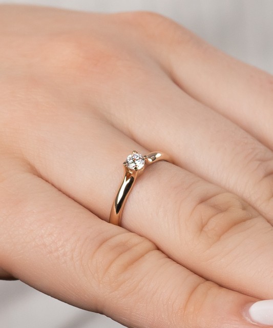 Auksinis žiedas su cirkoniu - Auksiniai žiedai - Goldinga