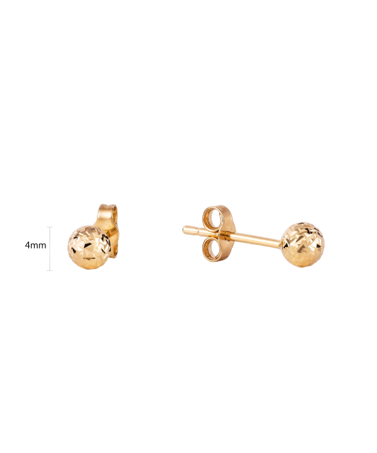 Auksiniai graviruoti auskarai "burbuliukai" 4mm - Auksiniai auskarai - Goldinga