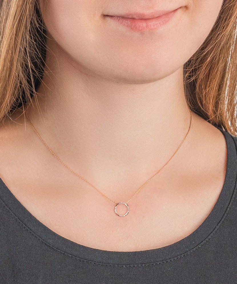 Balto Aukso Grandinėlė Su deimantiniu Pakabuku - Auksinės grandinėlės su pakabukais - Goldinga