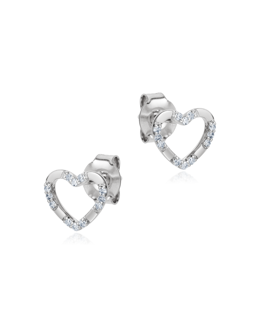 Balto aukso auskarai su deimantais - Auksiniai Auskarai su brangakmeniais - Goldinga