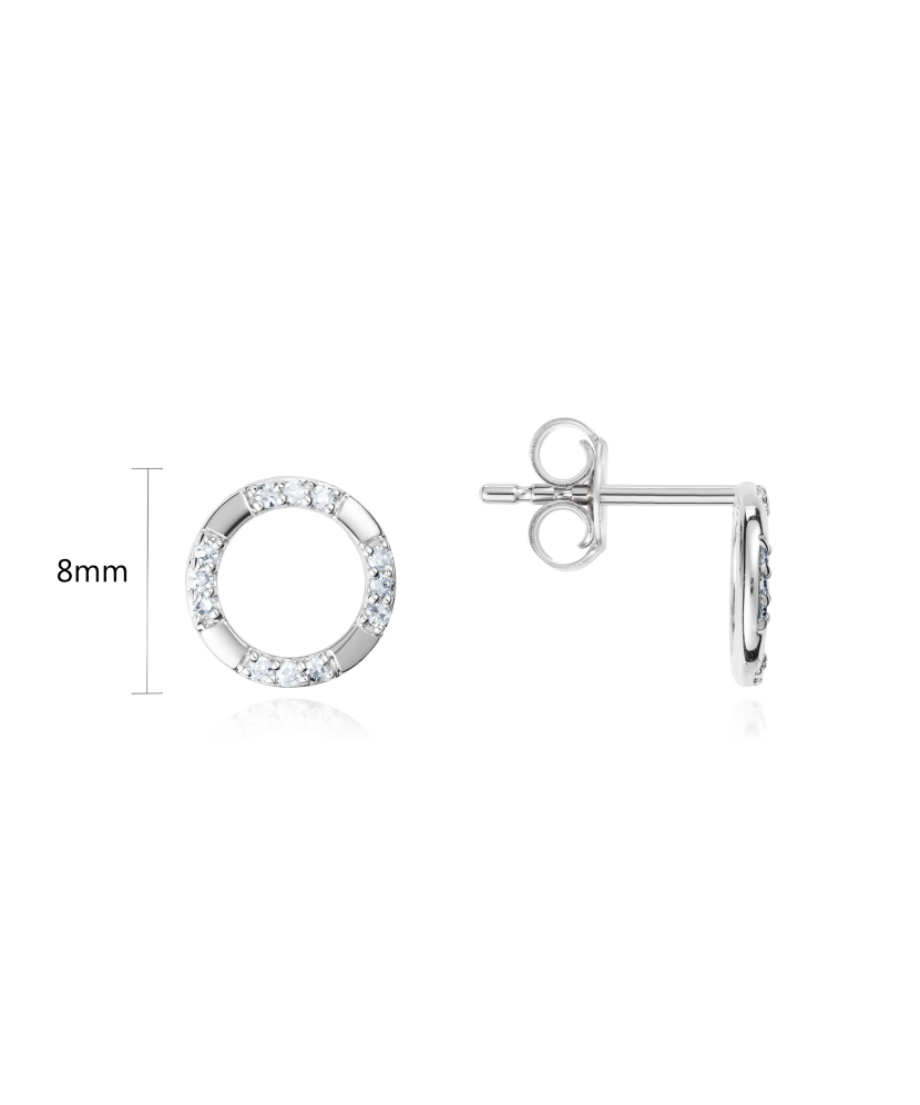 Balto aukso auskarai su deimantais - Auksiniai Auskarai su brangakmeniais - Goldinga