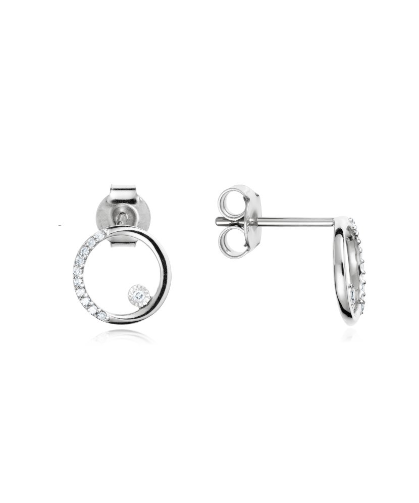 Balto aukso auskarai su deimantais - Auksiniai Auskarai su brangakmeniais - Goldinga