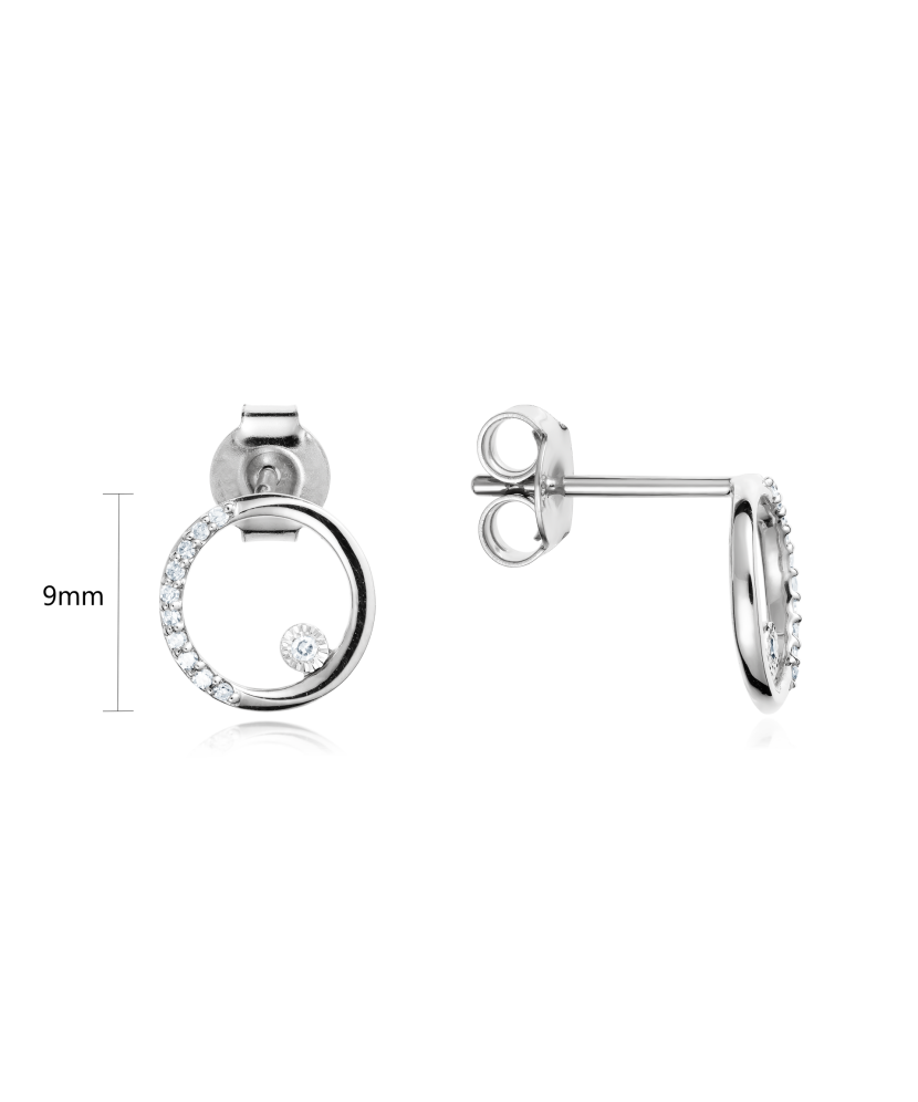 Balto aukso auskarai su deimantais - Auksiniai Auskarai su brangakmeniais - Goldinga