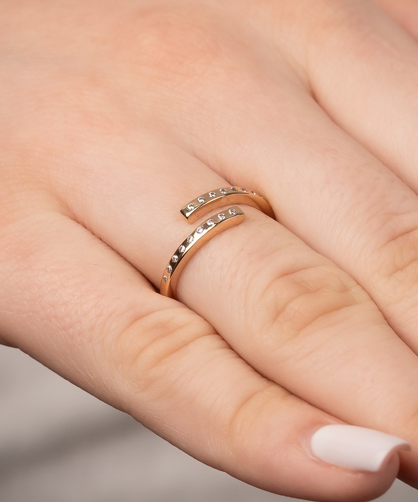 Auksinis žiedas su cirkoniais - Auksiniai žiedai - Goldinga