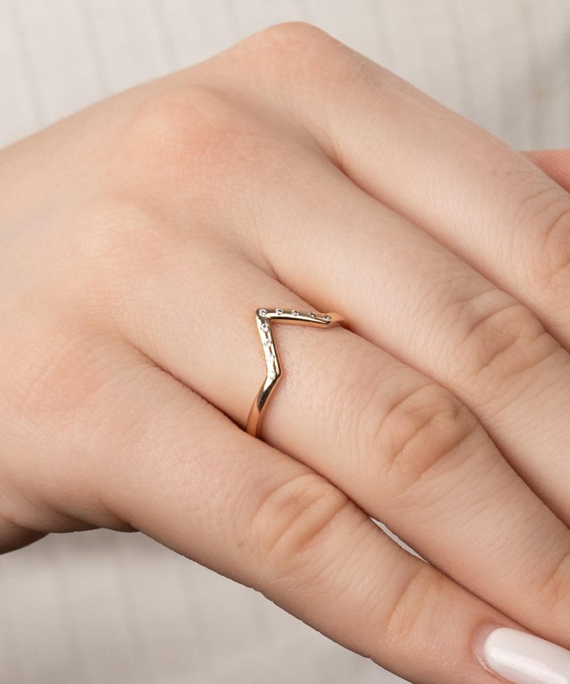 Auksinis žiedas su cirkoniais - Auksiniai žiedai - Goldinga