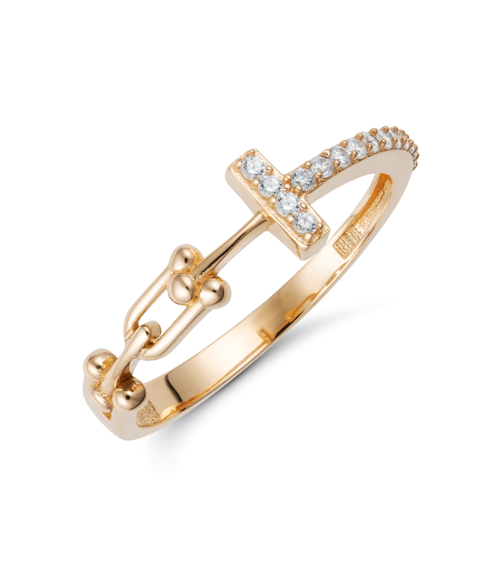 Auksinis žiedas su cirkoniais - Auksiniai žiedai - Goldinga