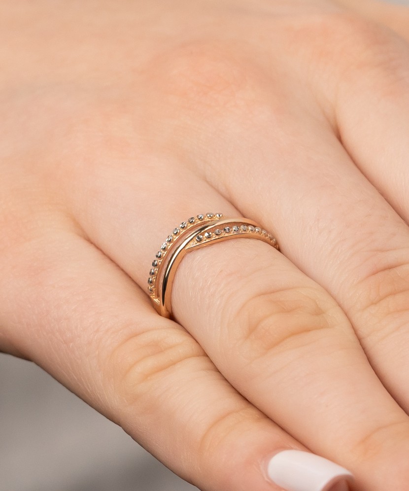 Auksinis žiedas su cirkoniais - Auksiniai žiedai - Goldinga