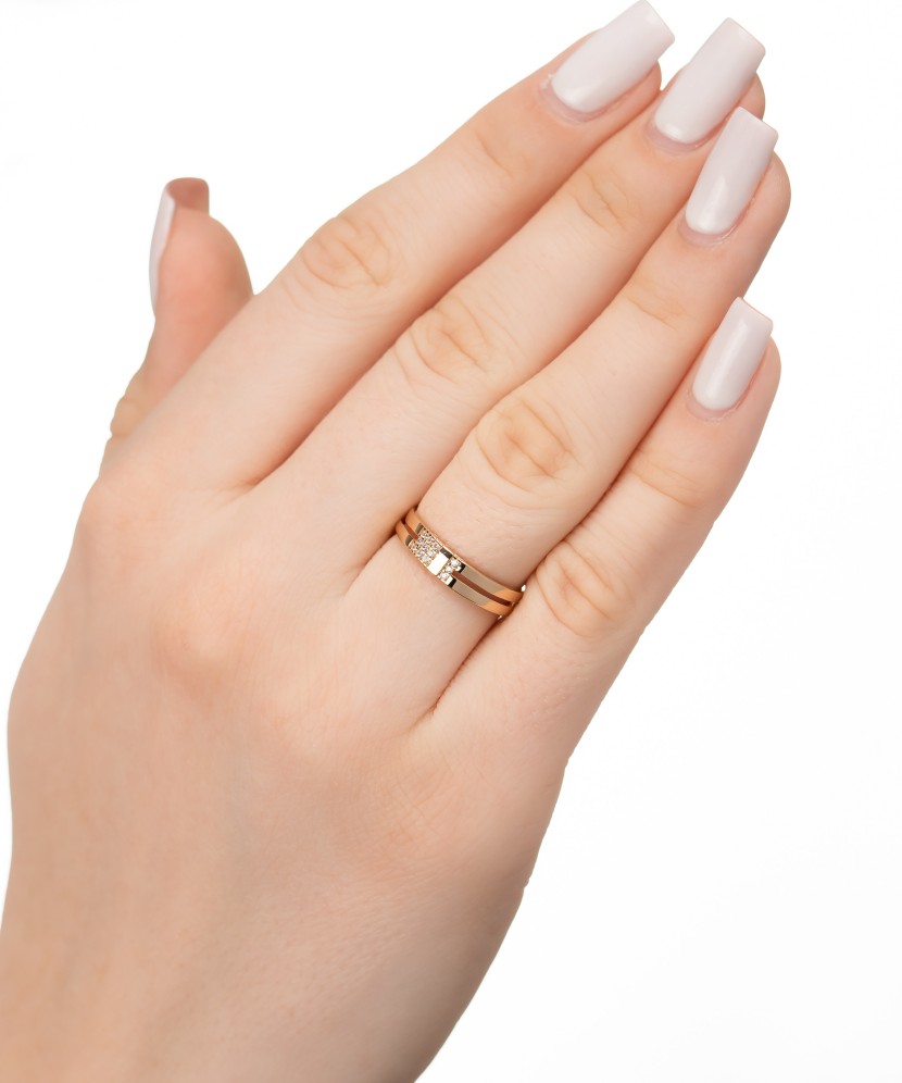 Auksinis žiedas su cirkoniais