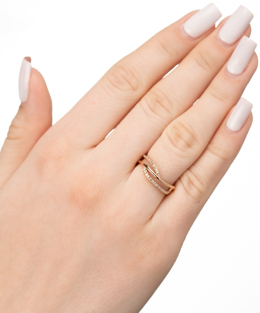 Auksinis žiedas su cirkoniais - Auksiniai žiedai - Goldinga