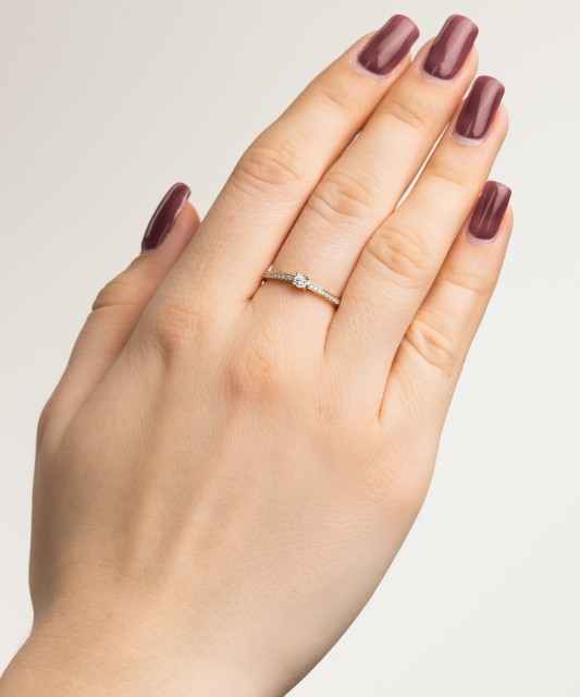 Auksinis žiedas su deimantais - Auksiniai Žiedai su brangakmeniais - Goldinga