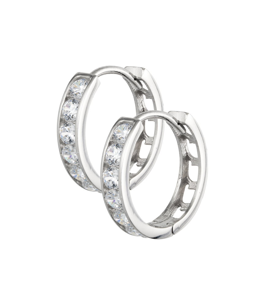 Balto aukso auskarai su cirkoniais - Auksiniai auskarai - Goldinga