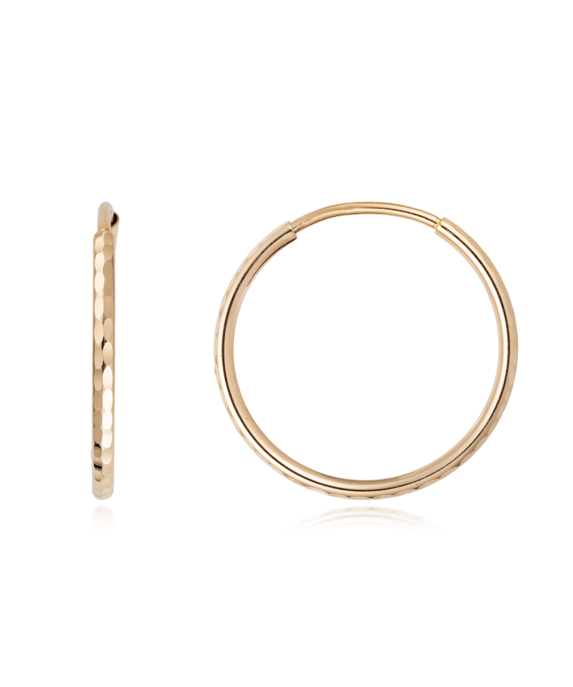 Auksiniai auskarai graviruotos rinkutės 17mm - Auksiniai auskarai - Goldinga