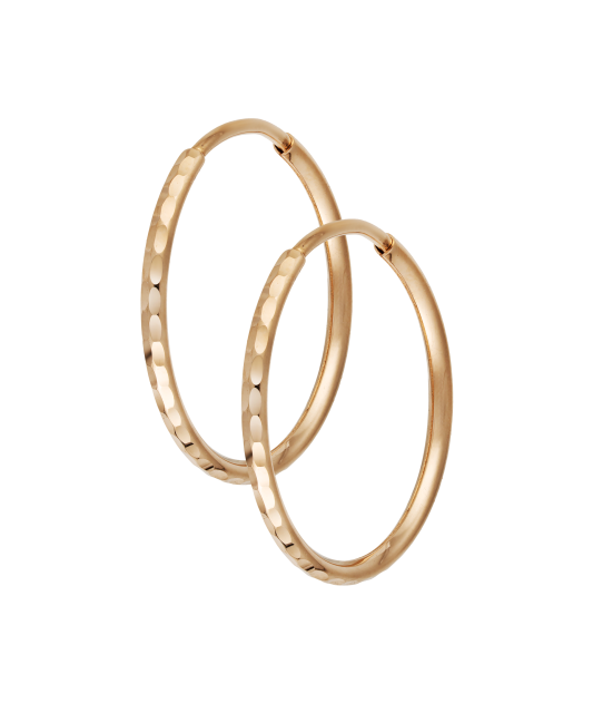 Auksiniai auskarai graviruotos rinkutės 17mm - Auksiniai auskarai - Goldinga