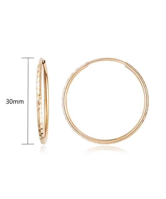 Auksiniai auskarai graviruotos rinkutės 30mm - Auksiniai auskarai - Goldinga